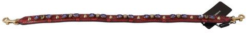 Dolce & Gabbana Shoulder Strap Red Python Leather Crystals Women’s 70cm
