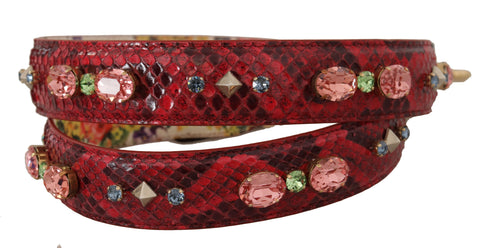 Dolce & Gabbana Shoulder Strap Red Python Leather Crystals Women’s Reversible
