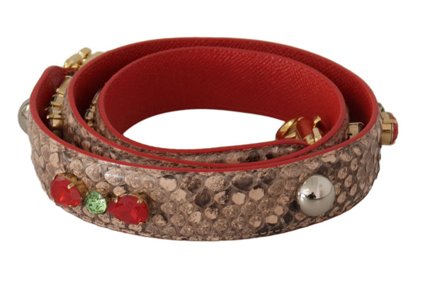 Dolce & Gabbana Shoulder Strap Brown Python Leather Crystals Women’s Accessory