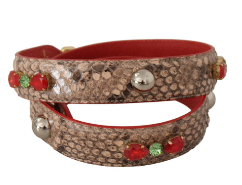 Dolce & Gabbana Shoulder Strap Brown Python Leather Crystals Women’s Accessory