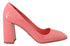 Prada Pink Patent Leather Block Heels for Women – Square Toe Pumps