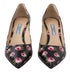 Prada Black Floral Leather Heels for Women – Stiletto Pumps with Pink Print