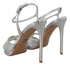 Prada Silver Leather Stiletto Heel Sandals with Ankle Strap - Women’s Heels