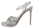 Prada Silver Leather Stiletto Heel Sandals with Ankle Strap - Women’s Heels