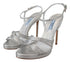 Prada Silver Leather Stiletto Heel Sandals with Ankle Strap - Women’s Heels