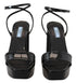 Prada Black Patent Leather Platform Block Heel Sandals with Ankle Strap - Women’s Heels