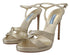 Prada Gold Leather Stiletto Heels Sandals with Ankle Strap for Women