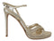 Prada Gold Leather Stiletto Heels Sandals with Ankle Strap for Women
