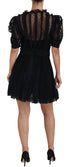 Dolce & Gabbana Black Lace Trim A-line Mini Nylon Dress