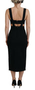 Dolce & Gabbana Black Viscose Bodycon Sheath Midi Dress