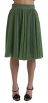 Dolce & Gabbana Metallic Green High Waist A-line Pleated Skirt