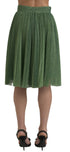 Dolce & Gabbana Metallic Green High Waist A-line Pleated Skirt