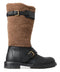 Dolce & Gabbana Black Leather Brown Shearling Boots