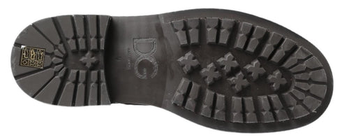 Bottes mi-mollet en cuir noir et gris Dolce & Gabbana