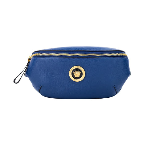 Versace Small Navy Calf Leather Medusa Pendant Fanny Waist Pack Belt Bag – Women