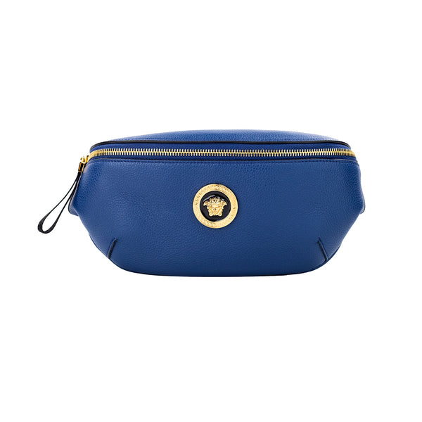 Versace Small Navy Calf Leather Medusa Pendant Fanny Waist Pack Belt Bag – Women