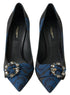 Dolce & Gabbana Classic Ayers Crystal Heels Blue Floral Satin Pumps for Women