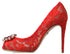 Dolce & Gabbana Women’s Red Lace Crystal Pumps – Taormina Heels from Rainbow Collection