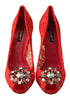 Dolce & Gabbana Women’s Red Lace Crystal Pumps – Taormina Heels from Rainbow Collection