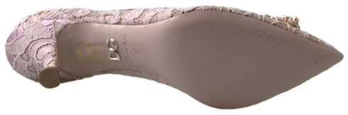 Dolce & Gabbana Pink Lace Crystal DG Pumps Women’s Heels