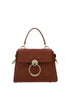 Chloé Sepia Brown Calfskin Leather Shoulder Handbag with Gold-Tone Ring Detail for Women
