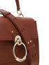 Chloé Sepia Brown Calfskin Leather Shoulder Handbag with Gold-Tone Ring Detail for Women