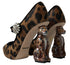 Dolce & Gabbana Leopard Heel Mary Jane Pumps – Black Brown Calf Fur Women’s Designer Shoes