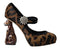 Dolce & Gabbana Leopard Heel Mary Jane Pumps – Black Brown Calf Fur Women’s Designer Shoes