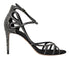 Dolce & Gabbana Keira Stiletto Sandals Black Silver Satin Rhinestone Heels - Women’s