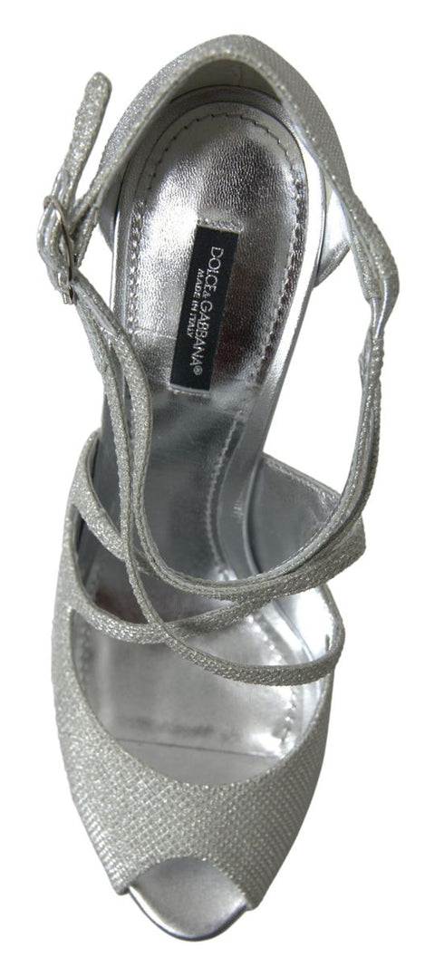 Dolce & Gabbana Silver Shimmer Sandals Pumps High Heels - Women’s Shoes