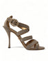 Dolce & Gabbana Bronze Crystal Strap Stiletto Heels – Elegant Evening Sandals for Women