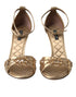 Dolce & Gabbana Gold Satin Ankle Strap Crystal Embellished Heels Sandals - Women’s Shoes