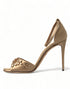 Dolce & Gabbana Gold Satin Ankle Strap Crystal Embellished Heels Sandals - Women’s Shoes