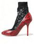 Dolce & Gabbana Red Ayers Leather Lace Socks Pumps – Women’s Heels