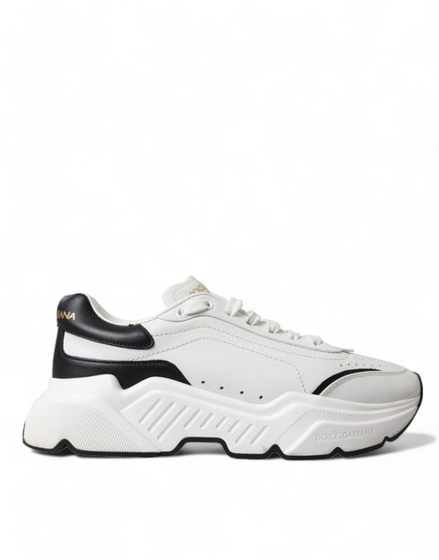 Dolce & Gabbana Daymaster White Black Leather Low Top Sneakers Shoes