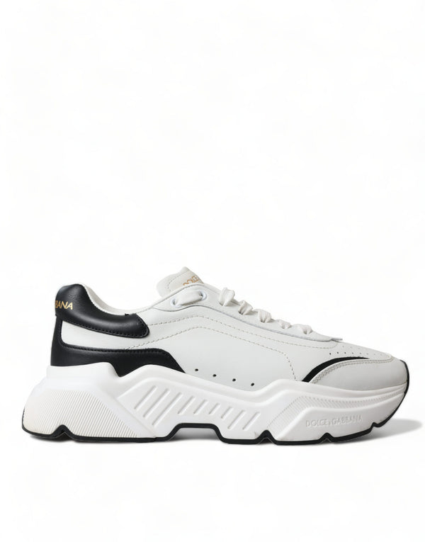 Dolce & Gabbana Daymaster White Black Leather Low Top Sneakers Shoes