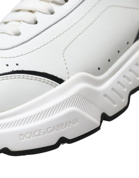 Dolce & Gabbana Daymaster White Black Leather Low Top Sneakers Shoes