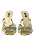 Dolce & Gabbana Light Yellow Satin Crystal Embellished Heels Sandals for Women