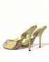 Dolce & Gabbana Light Yellow Satin Crystal Embellished Heels Sandals for Women