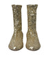 Dolce & Gabbana Gold Sequined Mid Calf Stretch Boots Leather Sole - Women’s Shoes