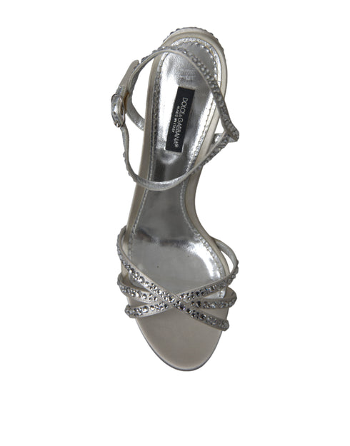 Dolce & Gabbana Silver Crystal High Heels Sandals for Women