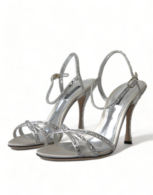 Dolce & Gabbana Silver Crystal High Heels Sandals for Women