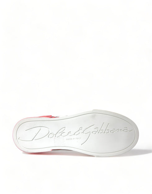 Dolce & Gabbana Portofino Sneakers Shoes – White & Red Leather Low Tops for Women