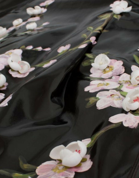 Dolce & Gabbana Black patent floral HANDPAINTED dress