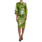 Dolce & Gabbana Green Floral Embellished Sheath Midi Dress