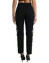 Dolce & Gabbana Black Floral Applique High Waist Tapered Pants