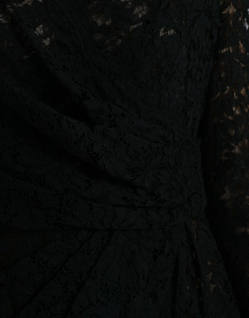 Dolce & Gabbana Black Bodycon Lace Cotton Sheath Mini Dress