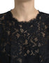 Dolce & Gabbana Black Floral Lace Cotton A-line Mini Dress