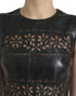 Valentino Shiny Black Nylon Cut Out A-line Mini Dress