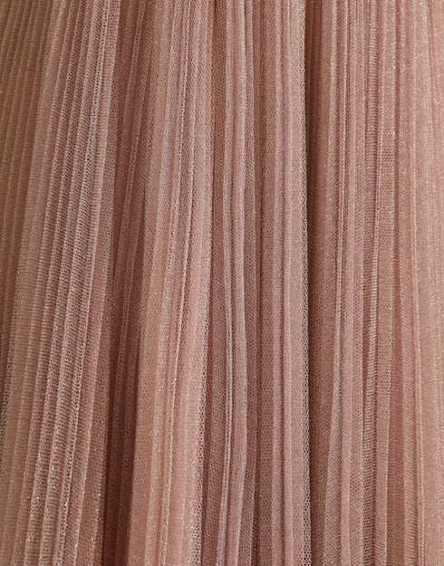 Dolce & Gabbana Pink One Shoulder Pleated Lame Tulle Dress